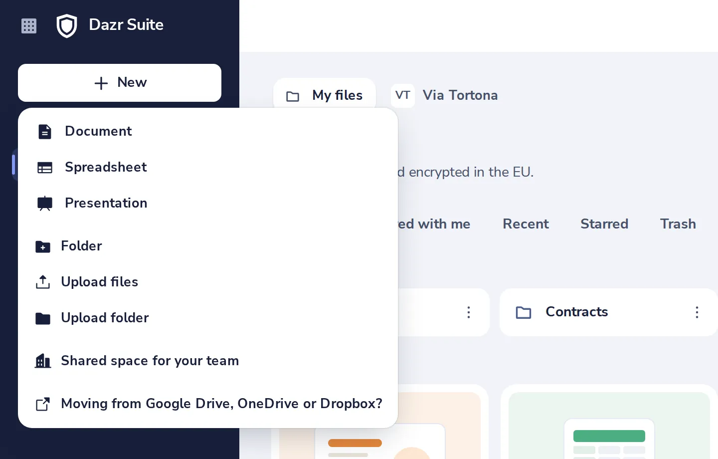 Press New, then Upload files