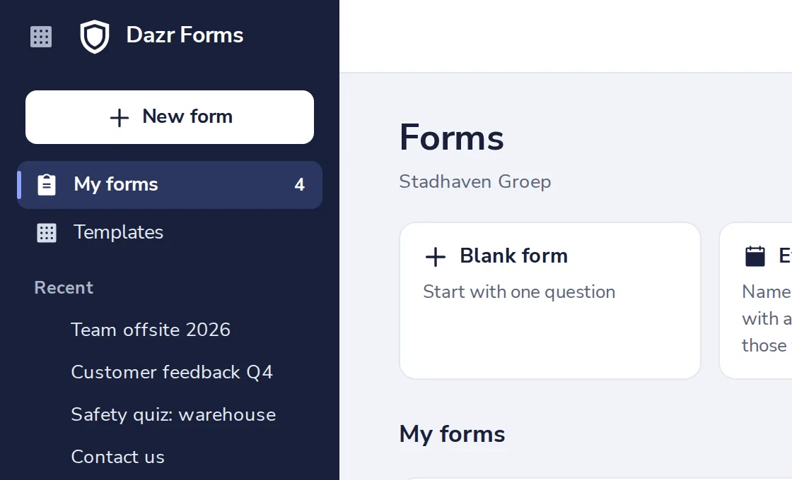 Press New form