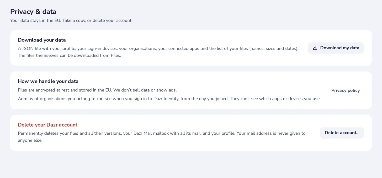 Press Download my data