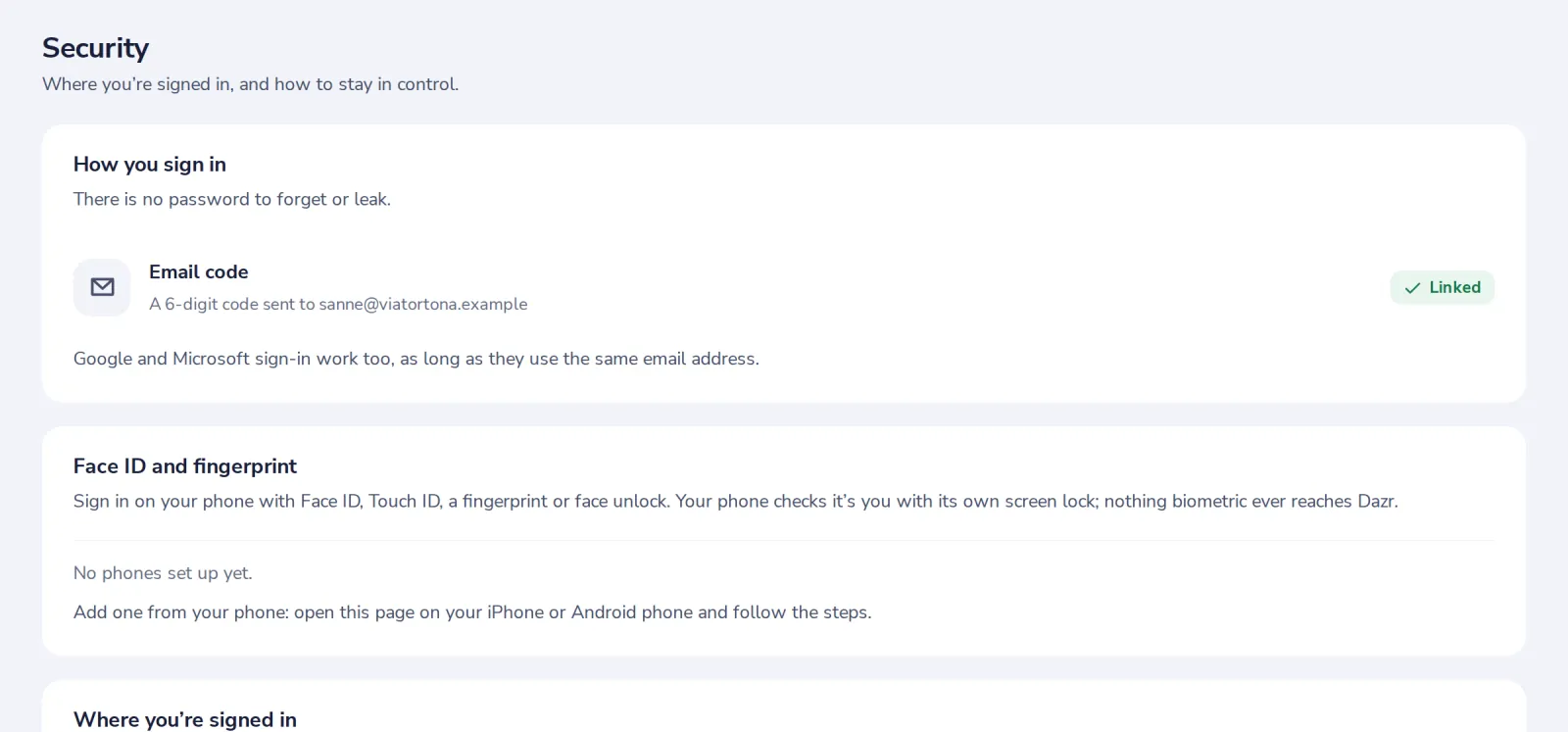 See your sign-in methods