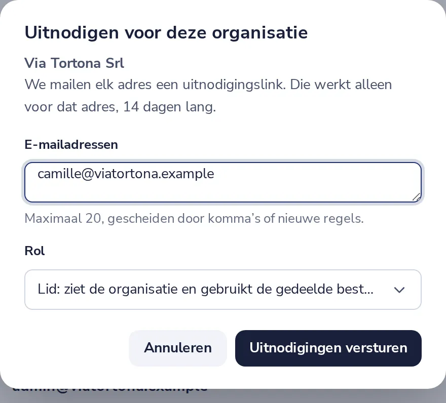 Typ hun e-mailadressen