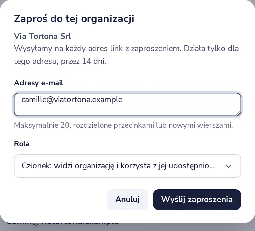 Wpisz adresy e-mail