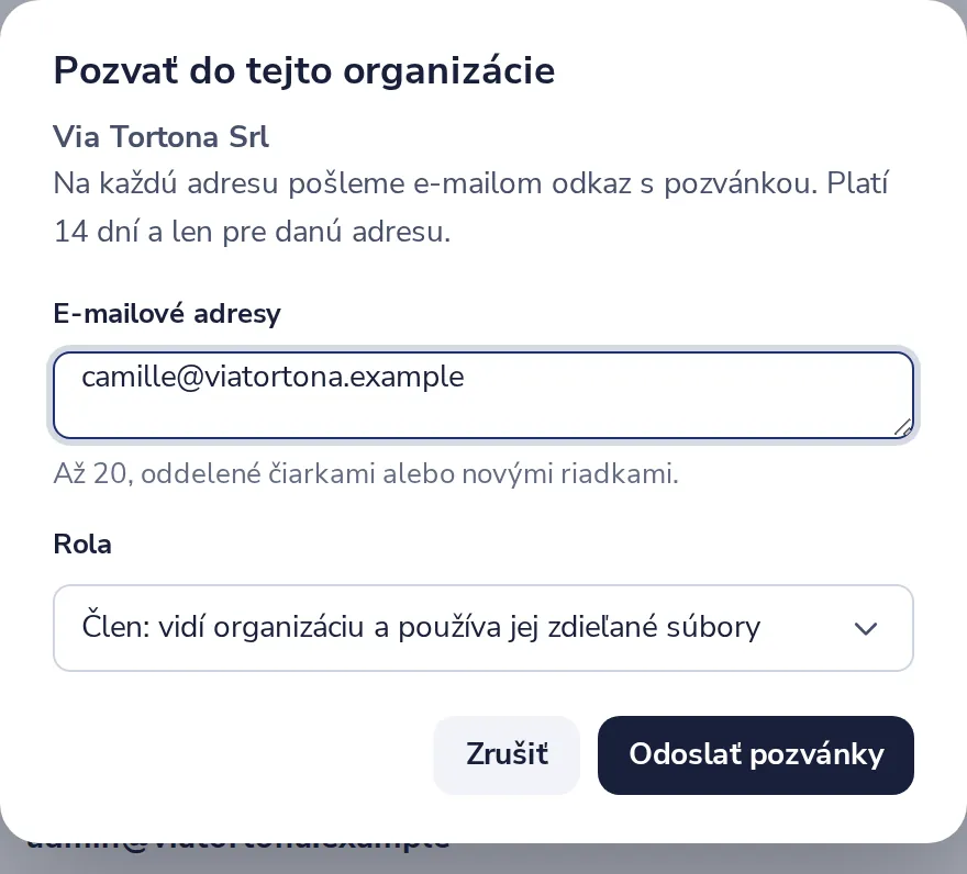 Zadajte ich e-mailové adresy