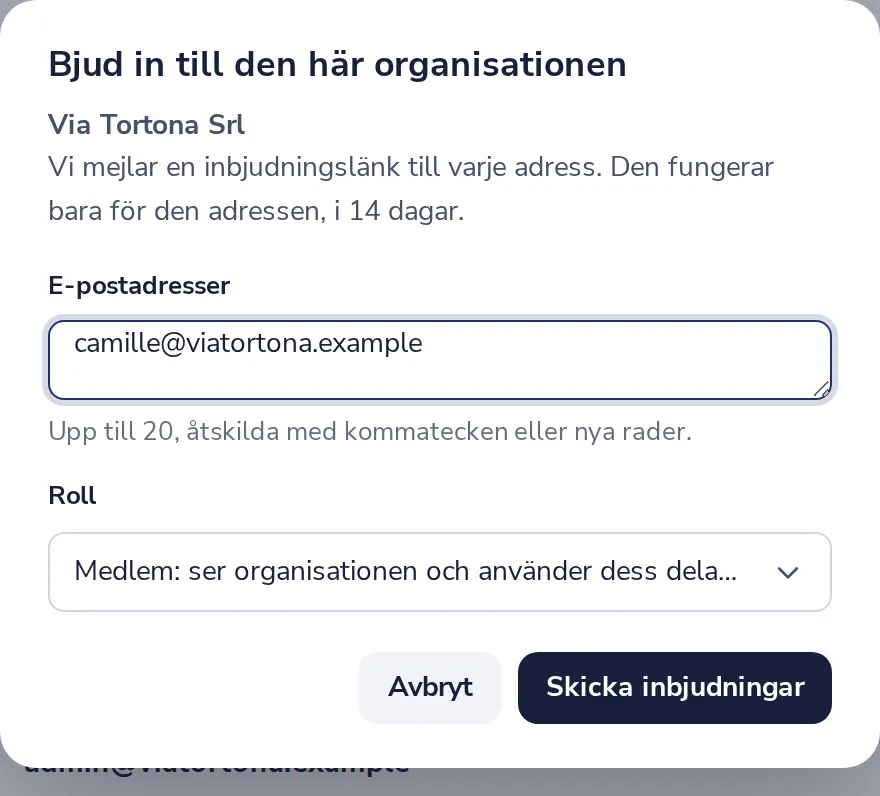 Skriv deras e-postadresser