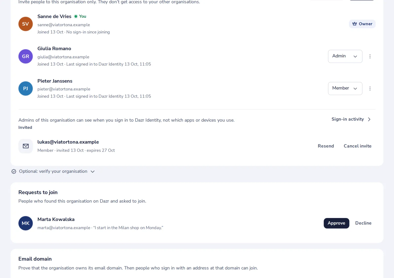 Press Resend or Cancel invite