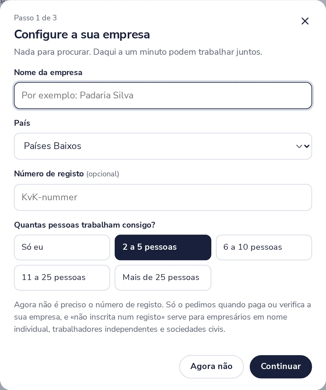 Prima Adicionar organização