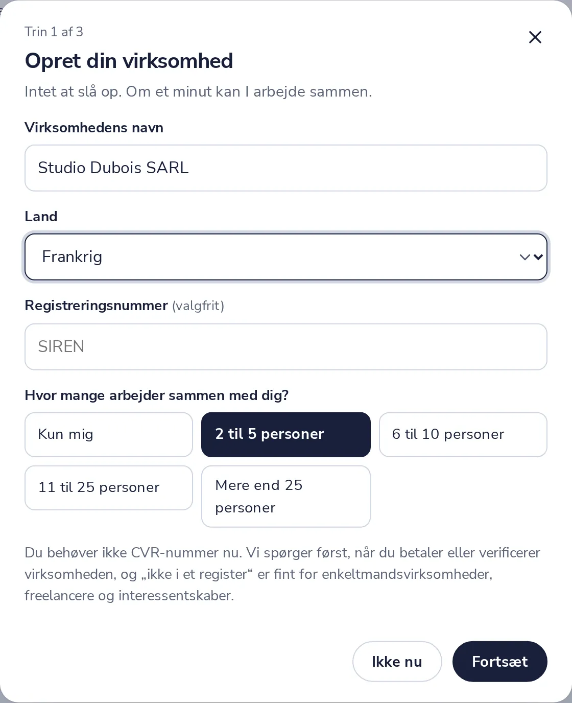 Navn, land og størrelse