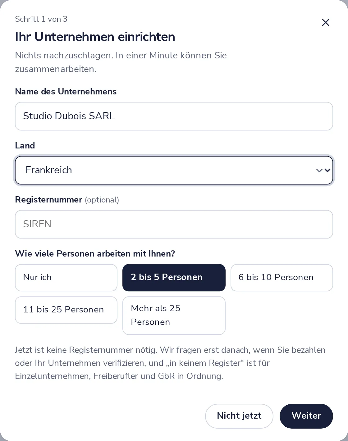 Name, Land und Größe