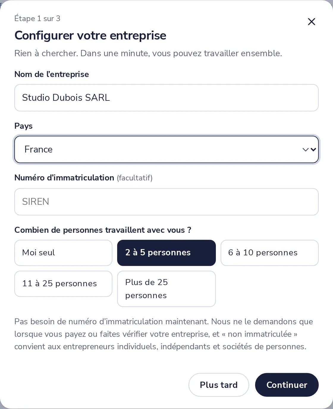 Nom, pays et taille