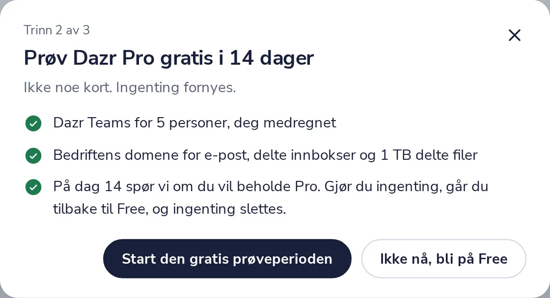 Start den gratis prøveperioden, eller ikke nå