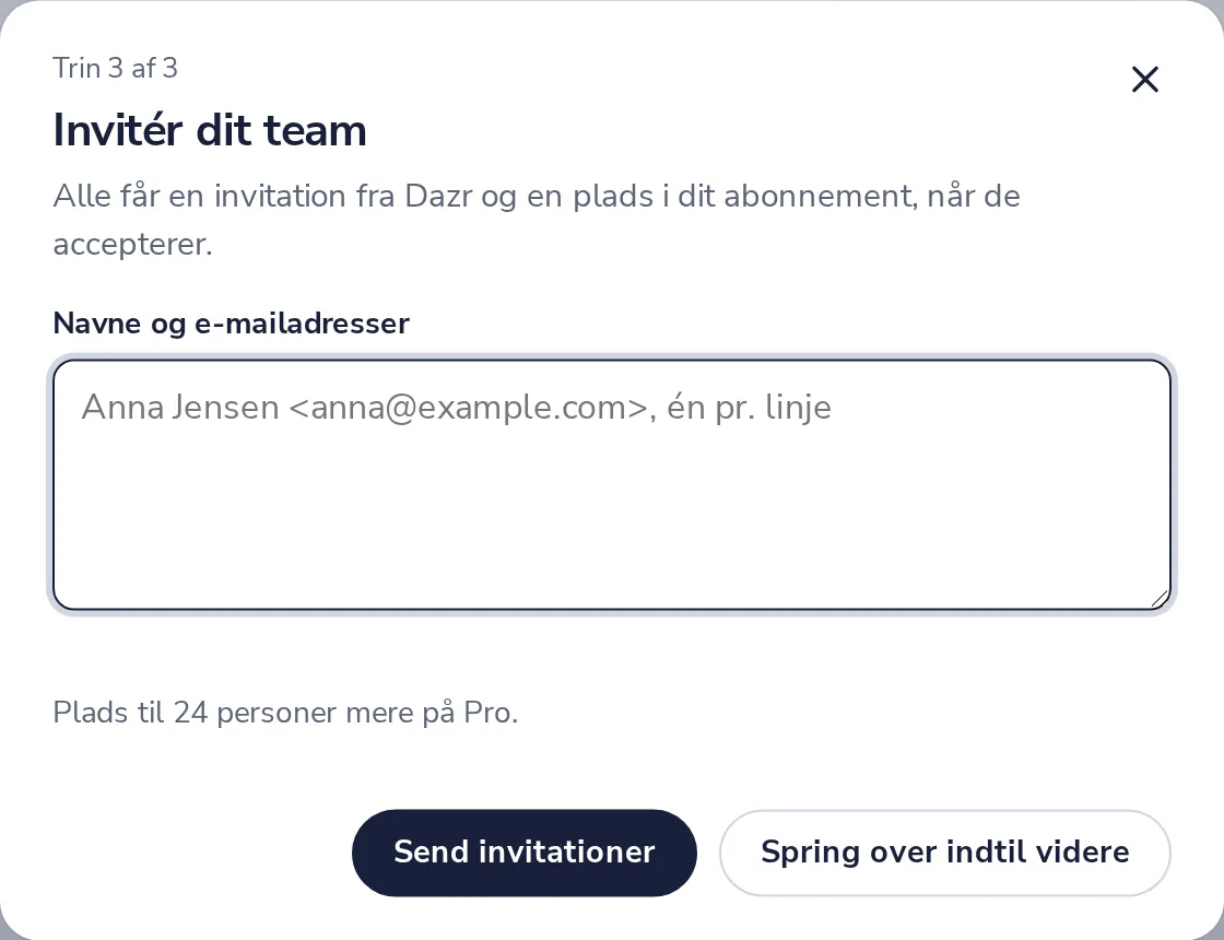 Invitér dit team