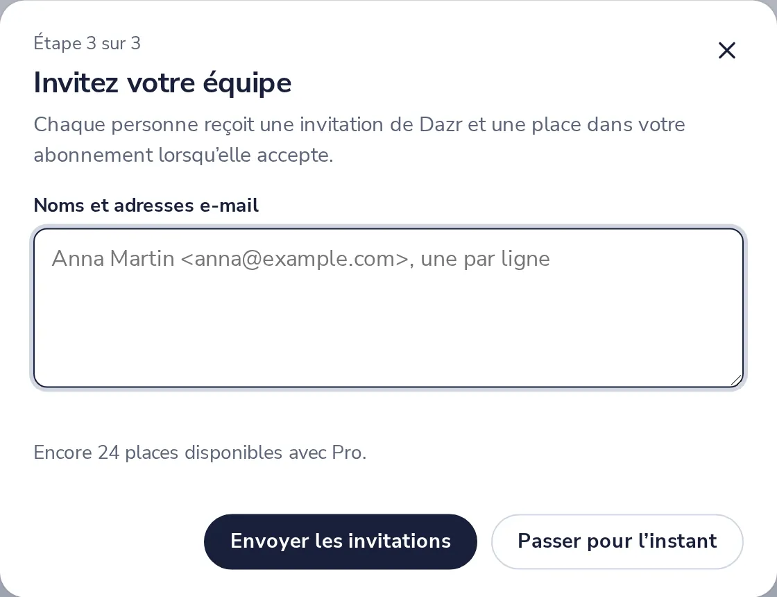 Invitez votre équipe