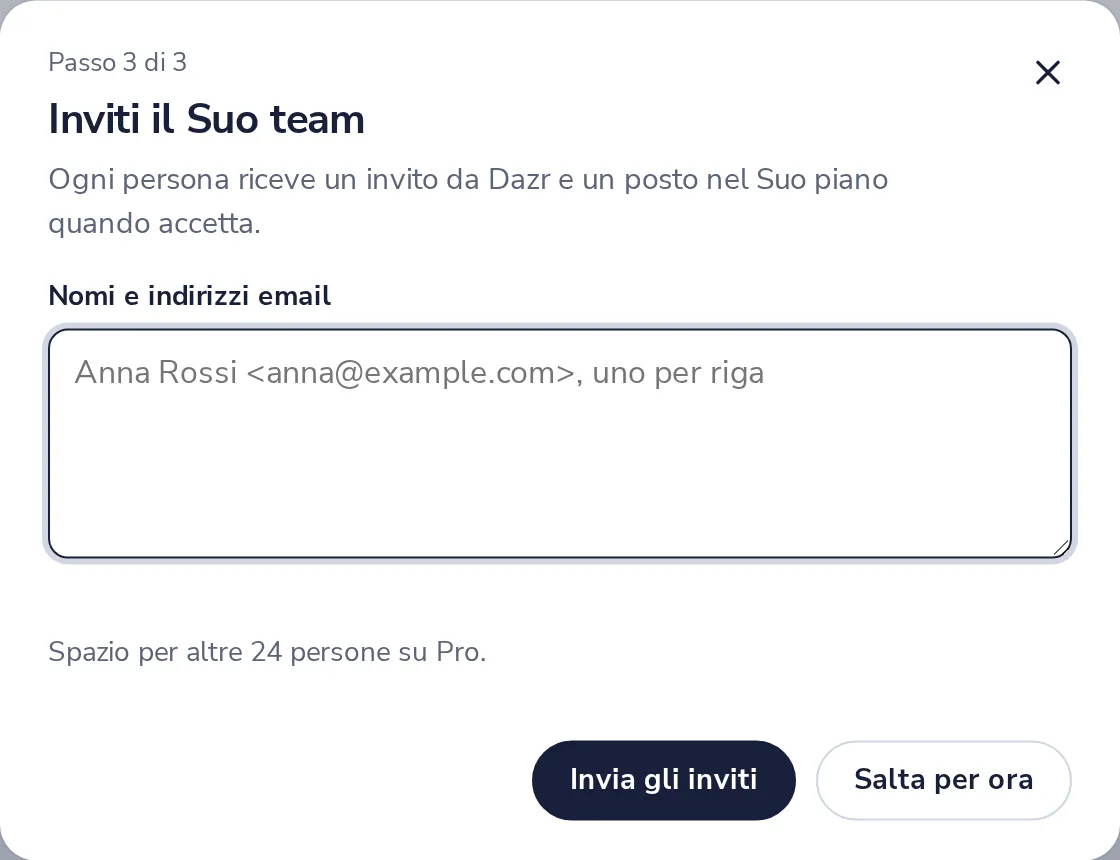 Inviti il team