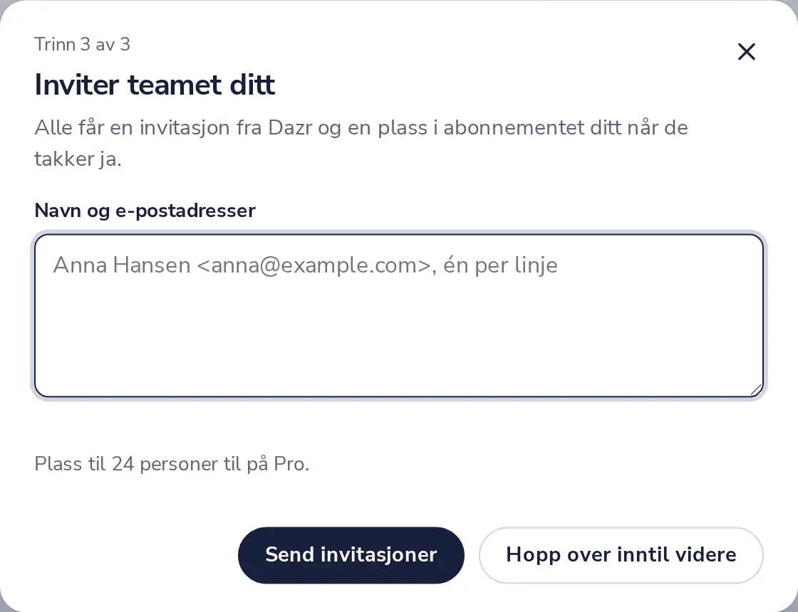 Inviter teamet ditt