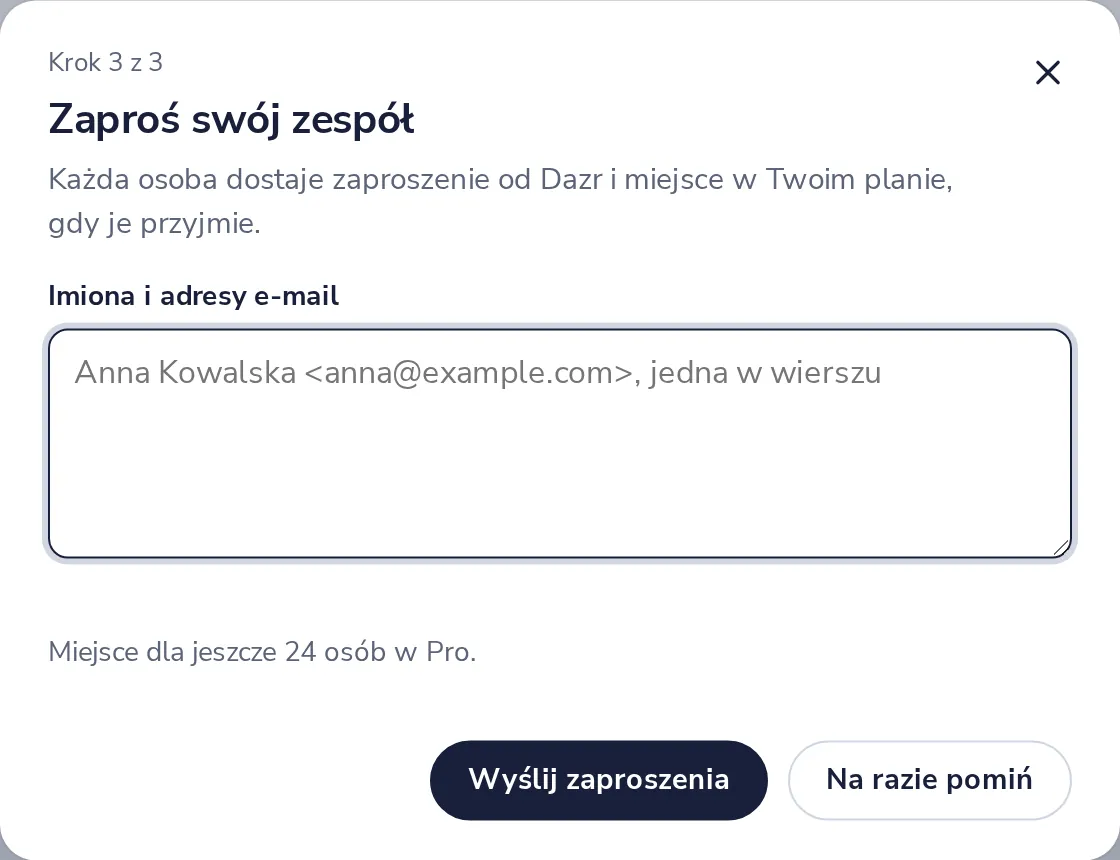 Zaproś zespół