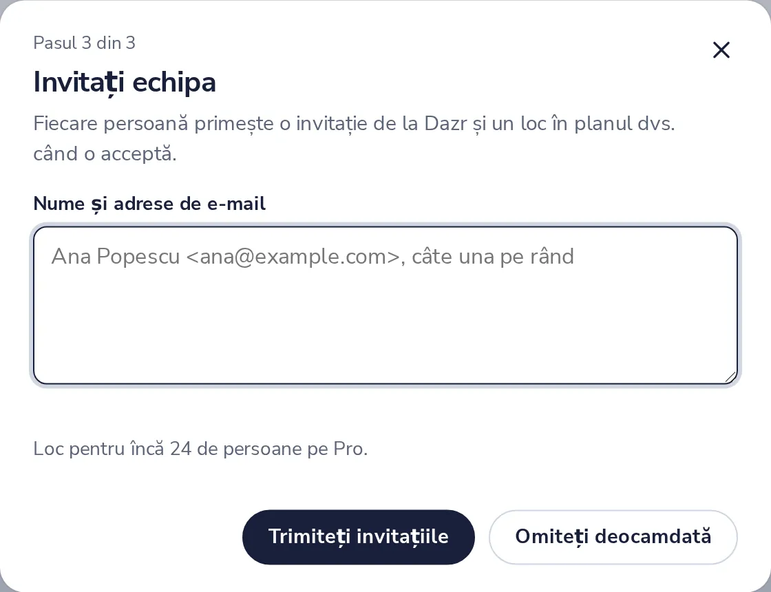 Invitați echipa