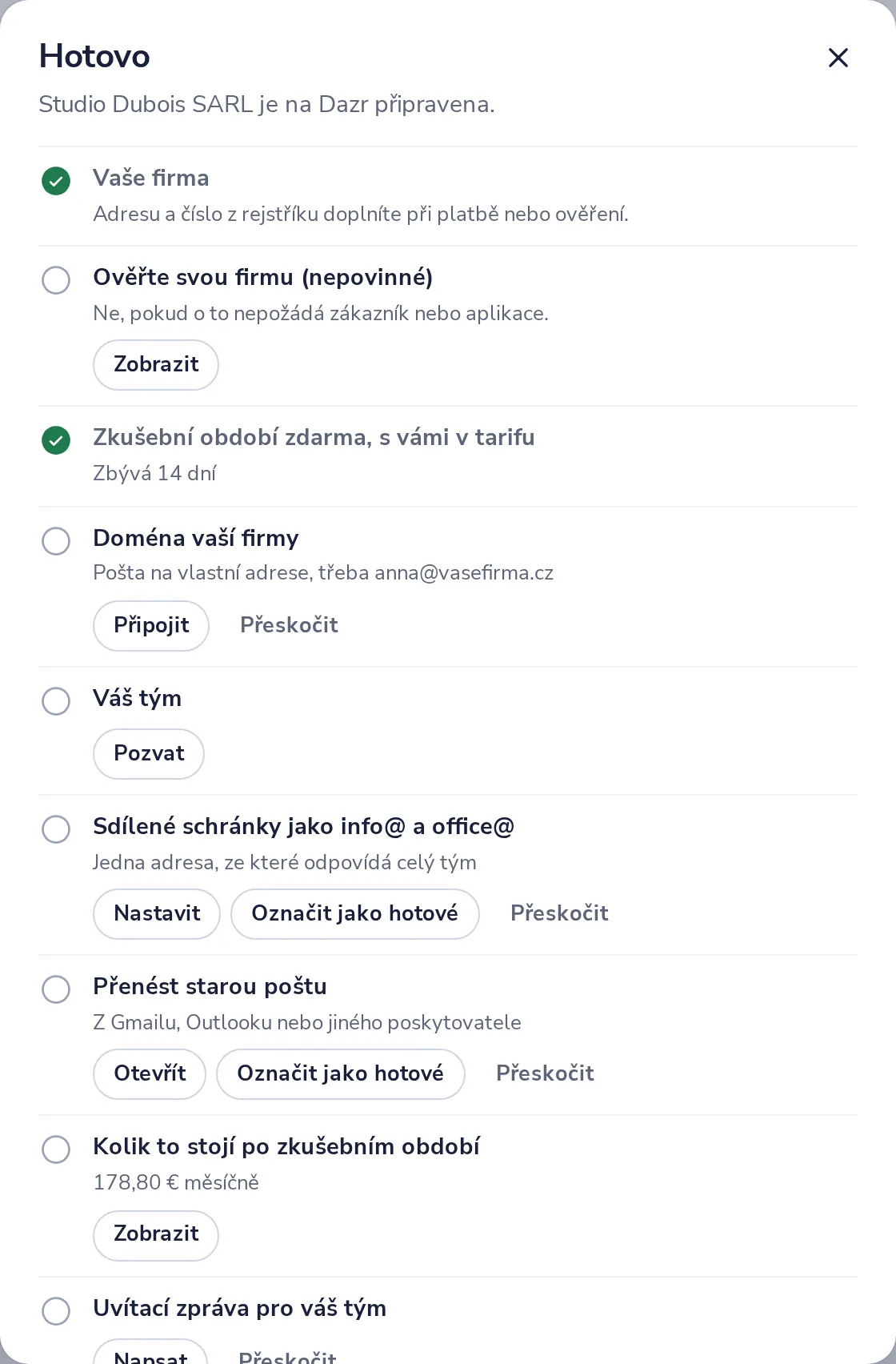 Projděte kontrolní seznam