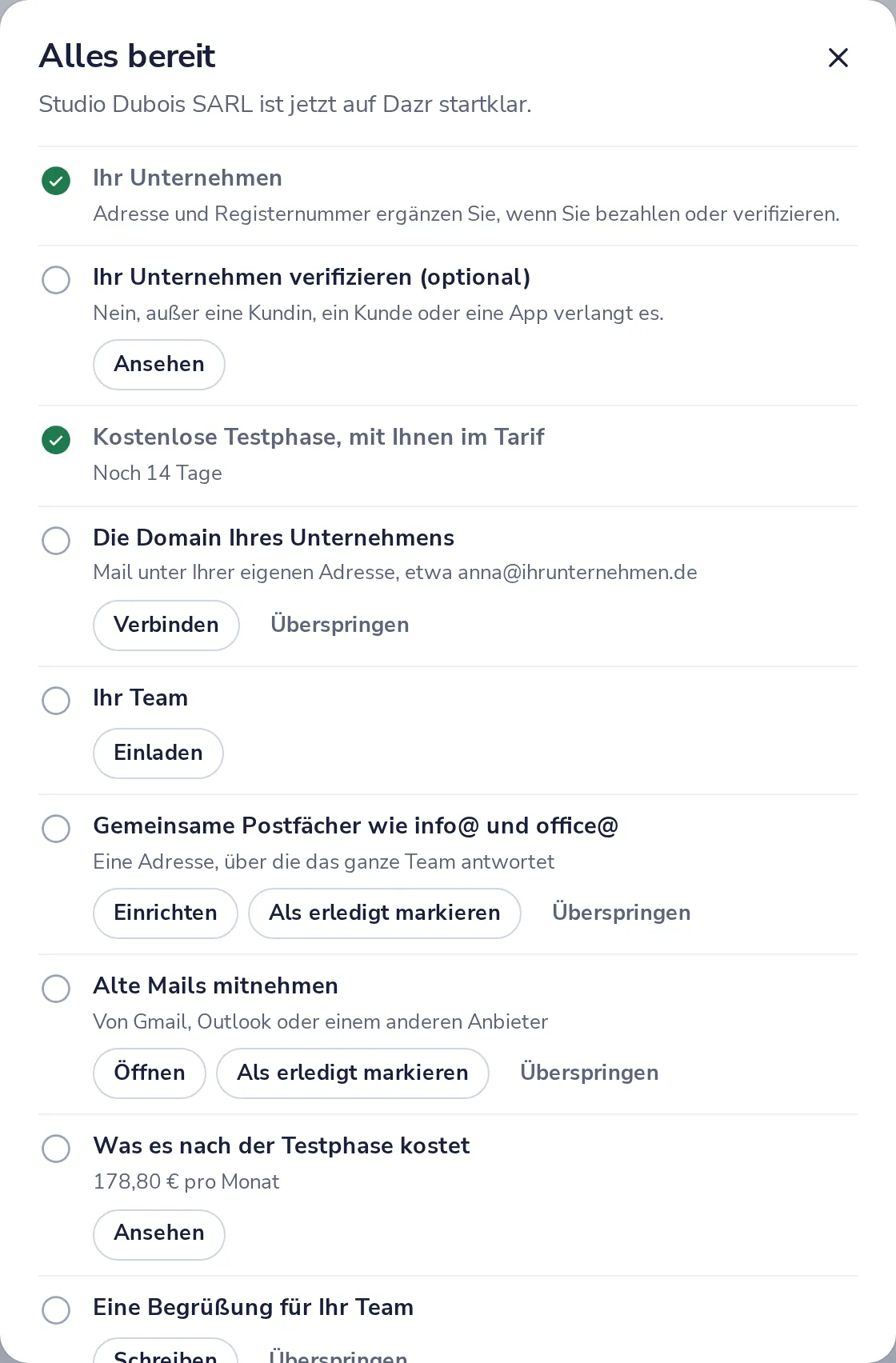Der Checkliste folgen