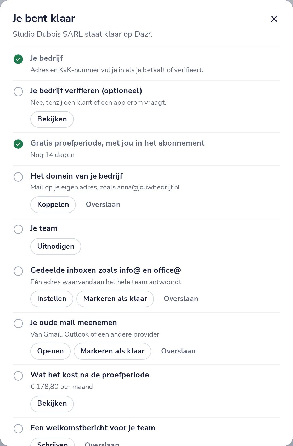 Volg de checklist