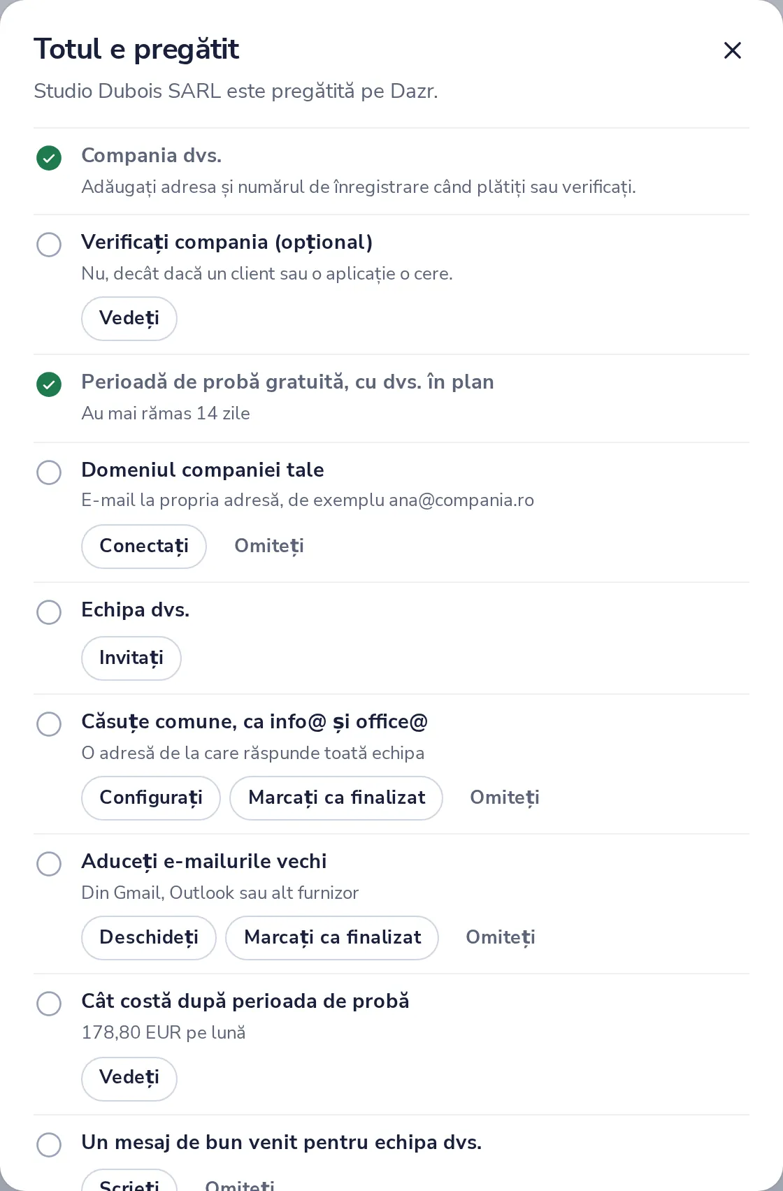Parcurgeți lista de verificare