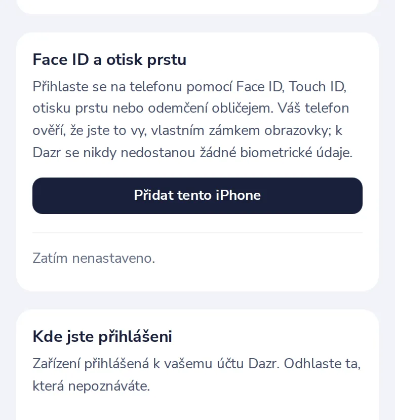 Otevřete Bezpečnost na telefonu