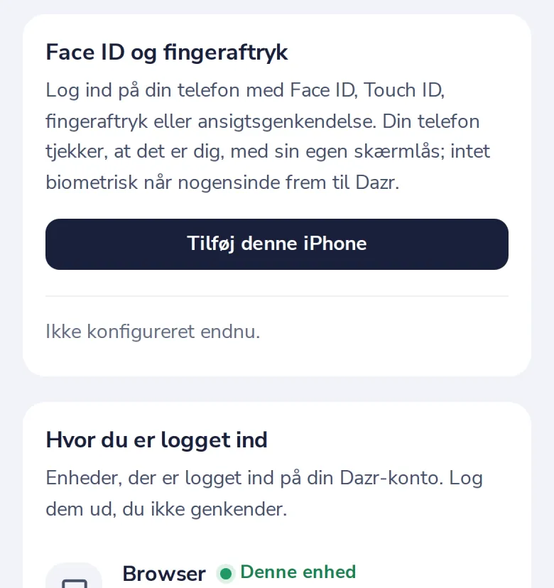 Åbn Sikkerhed på din telefon