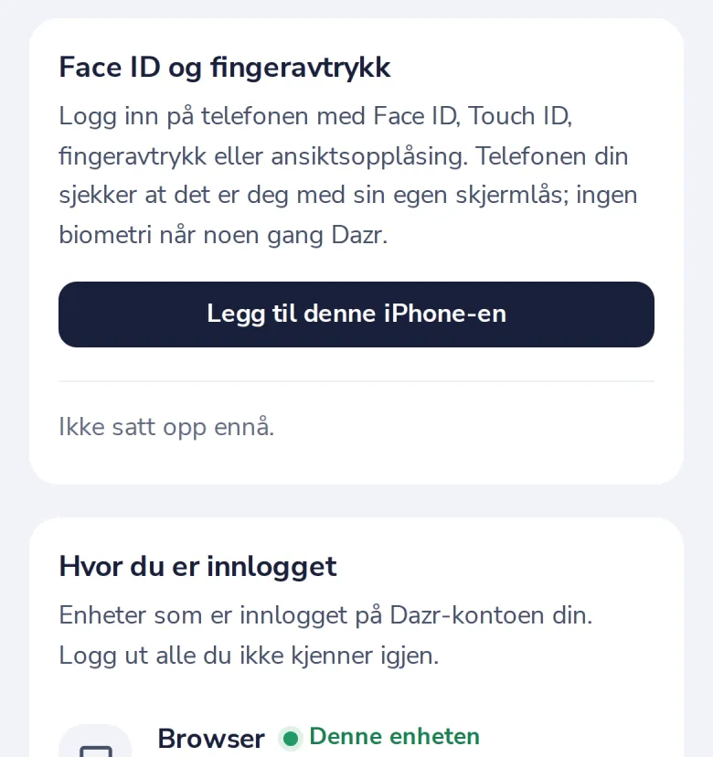 Åpne Sikkerhet på telefonen