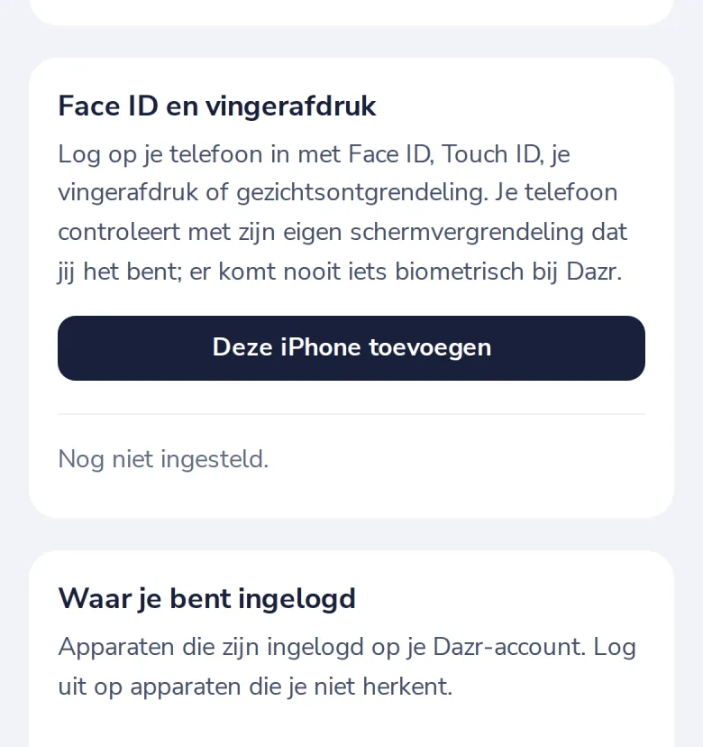 Open Beveiliging op je telefoon