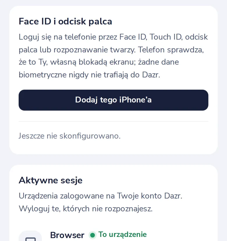 Otwórz Bezpieczeństwo na telefonie