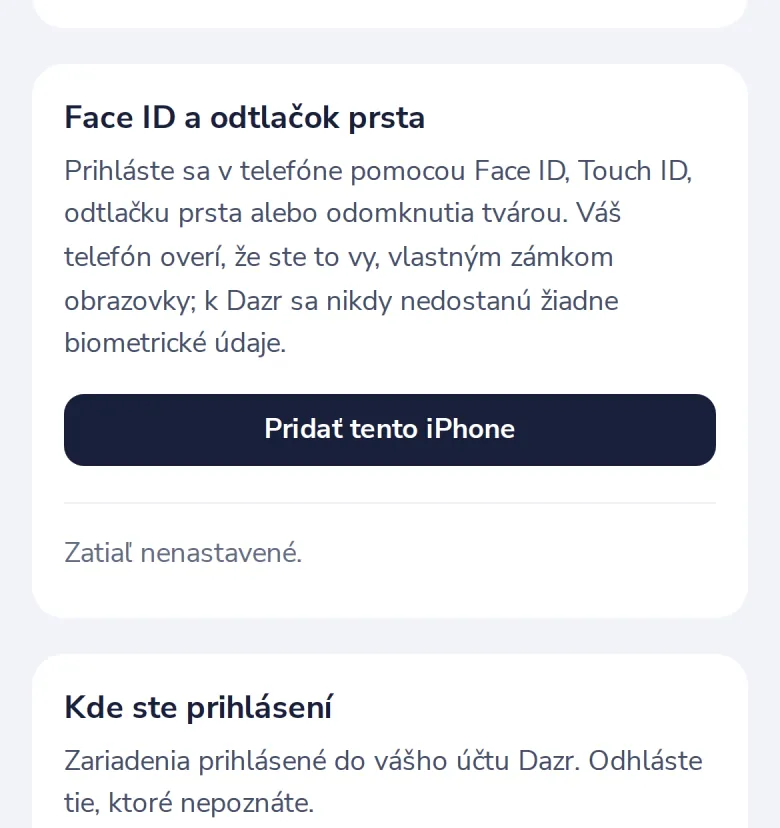 Otvorte Bezpečnosť na telefóne