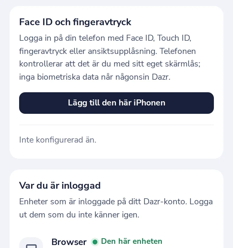 Öppna Säkerhet på din telefon