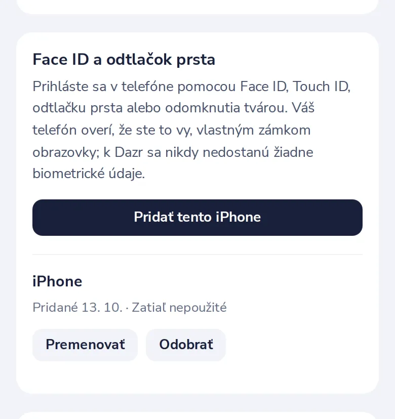 Stlačte Pridať tento iPhone