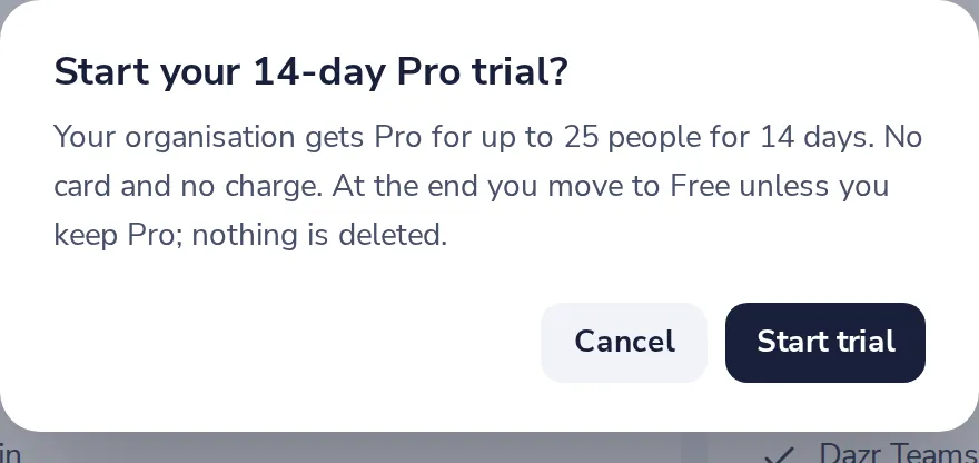 Press Try Pro free for 14 days