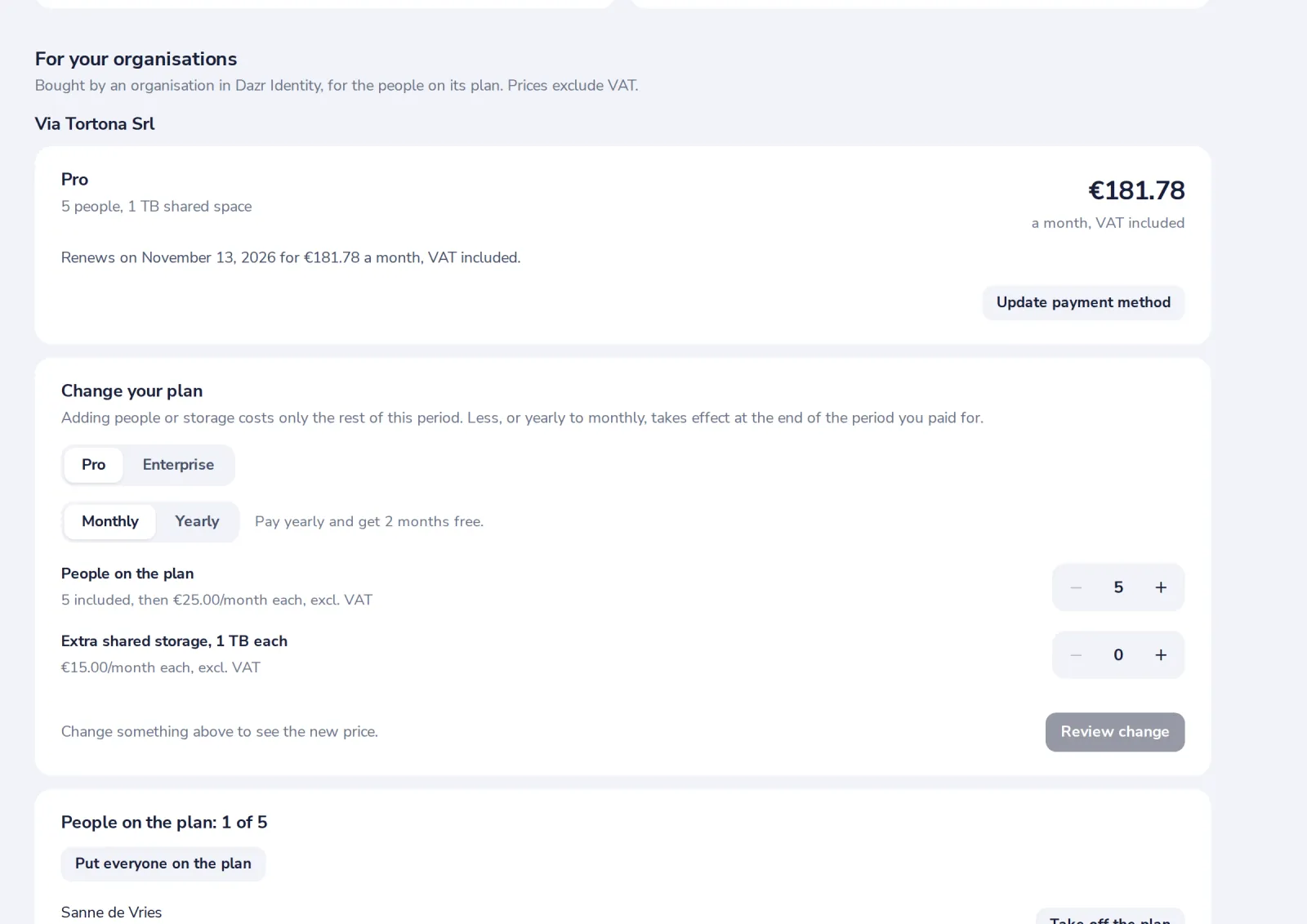 Press Update payment method