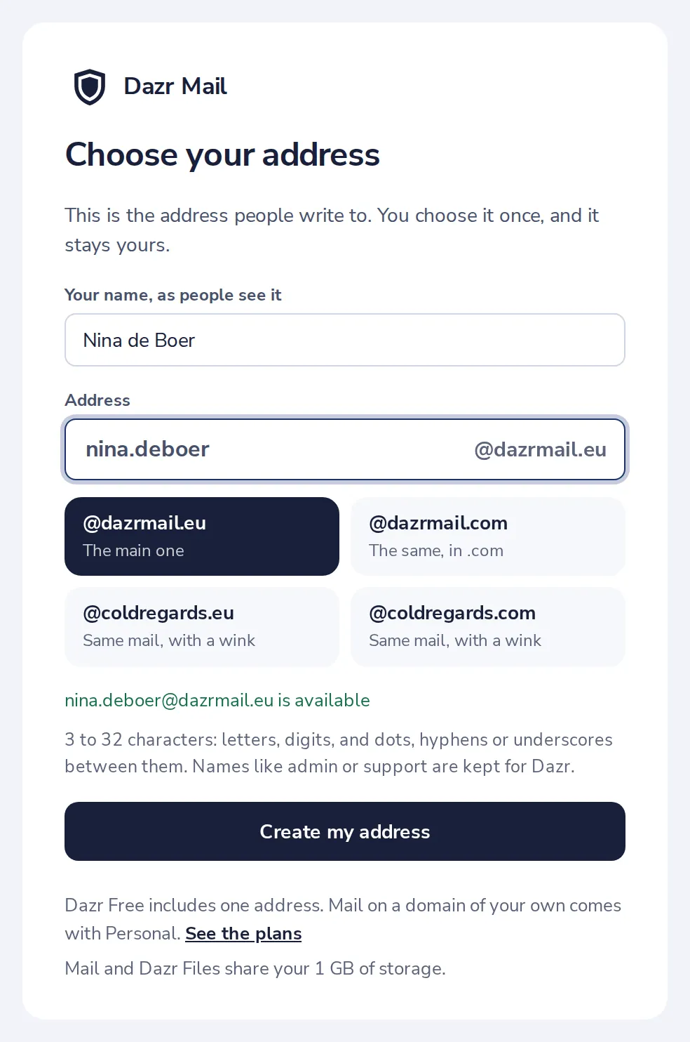 Type the name you want