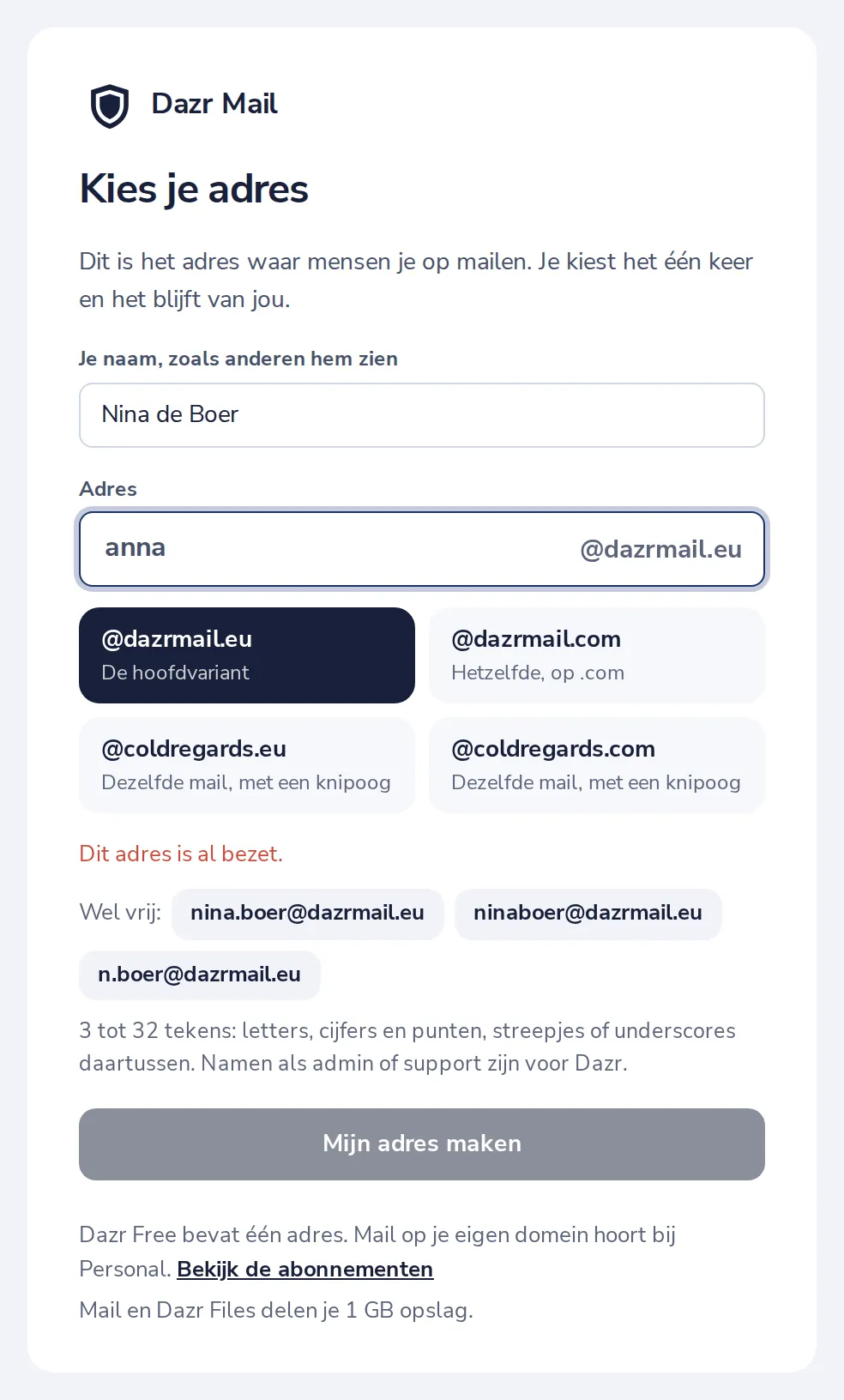 Bezet? Kies een vrij adres