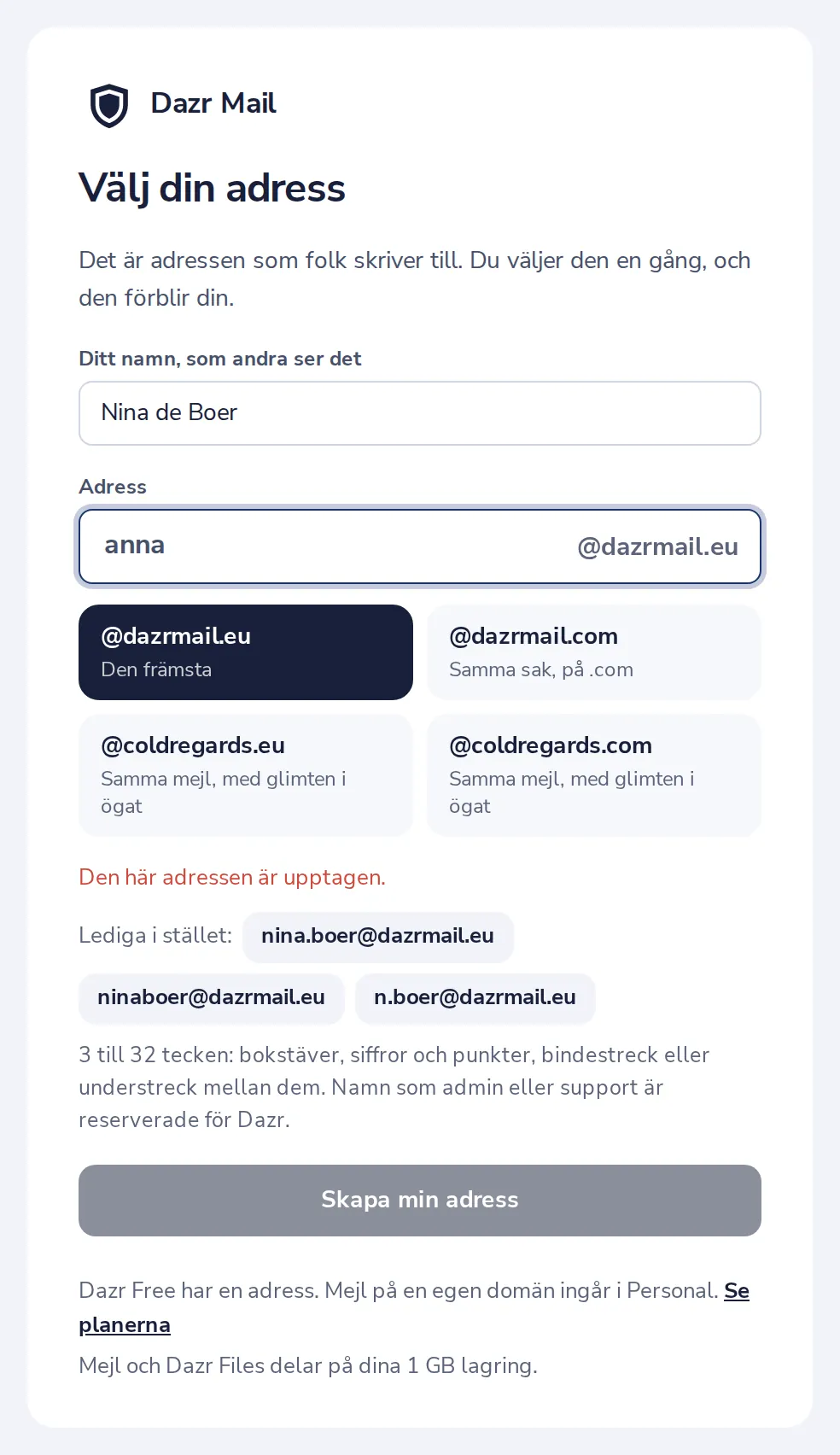 Upptagen? Välj en ledig