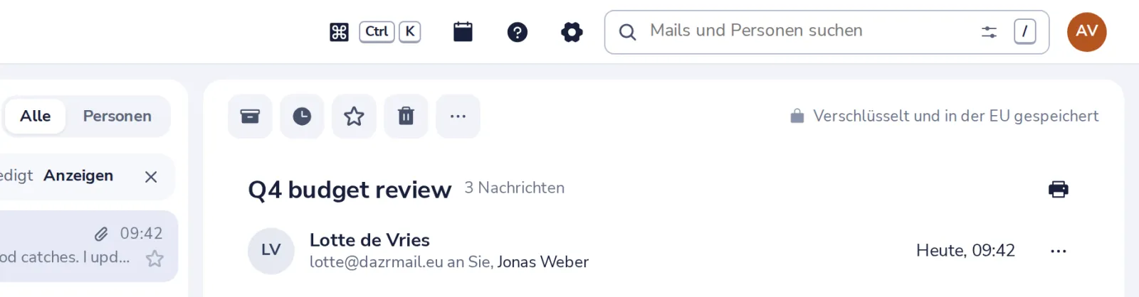 Mail-Einstellungen öffnen