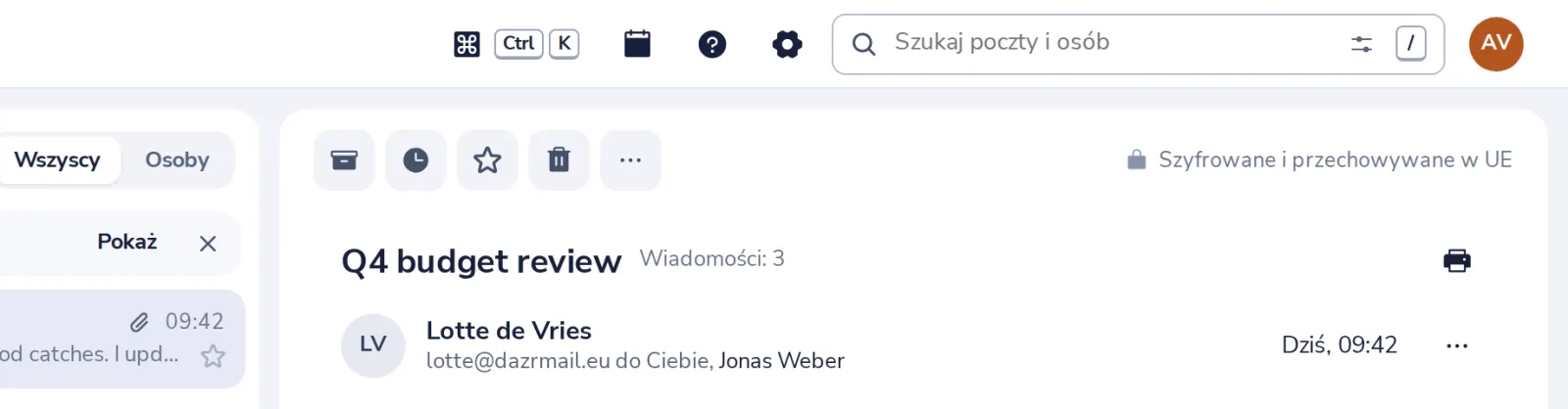 Otwórz ustawienia Mail