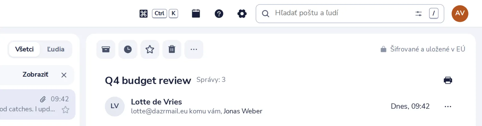 Otvorte nastavenia Mail