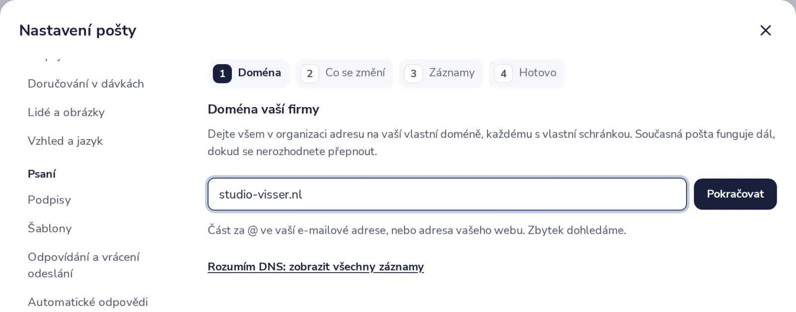 Napište svou doménu