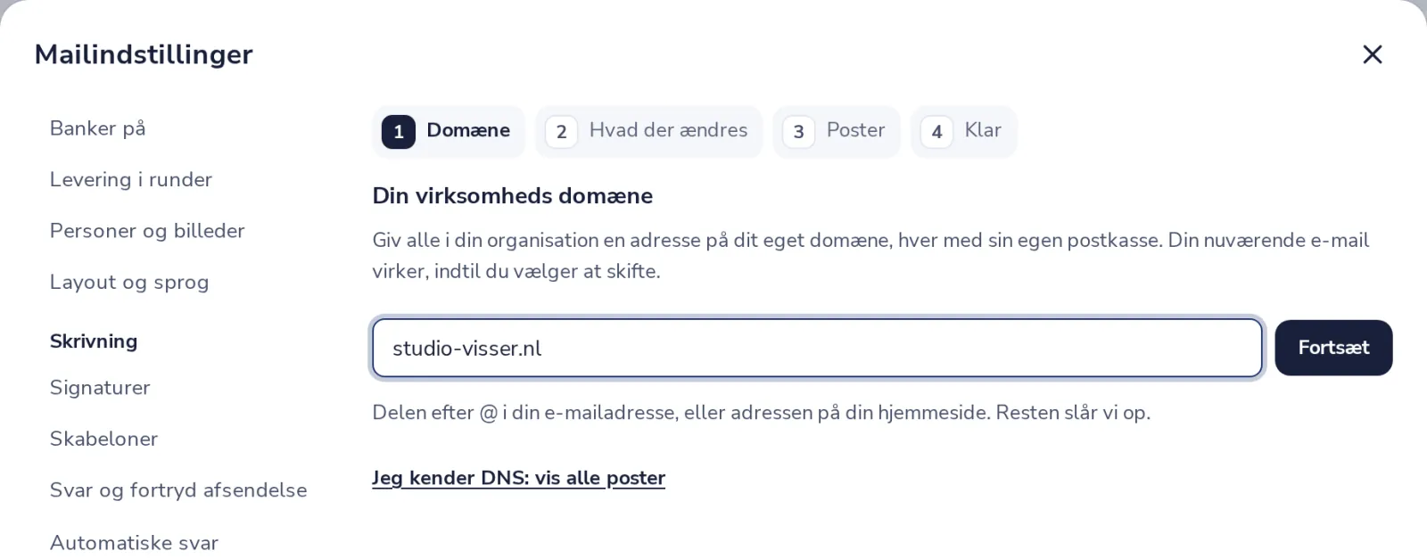 Skriv dit domæne