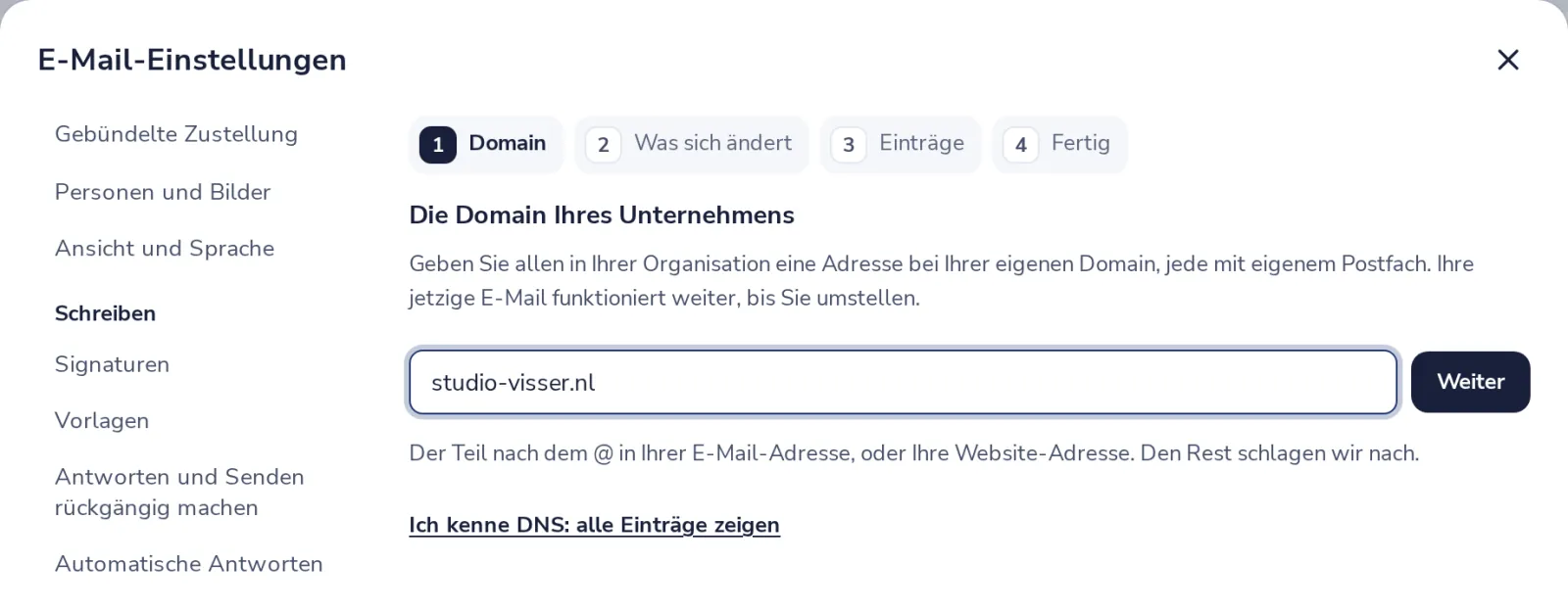 Domain eingeben