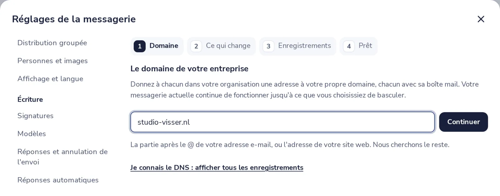 Saisissez votre domaine