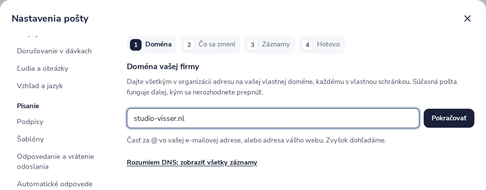 Napíšte svoju doménu