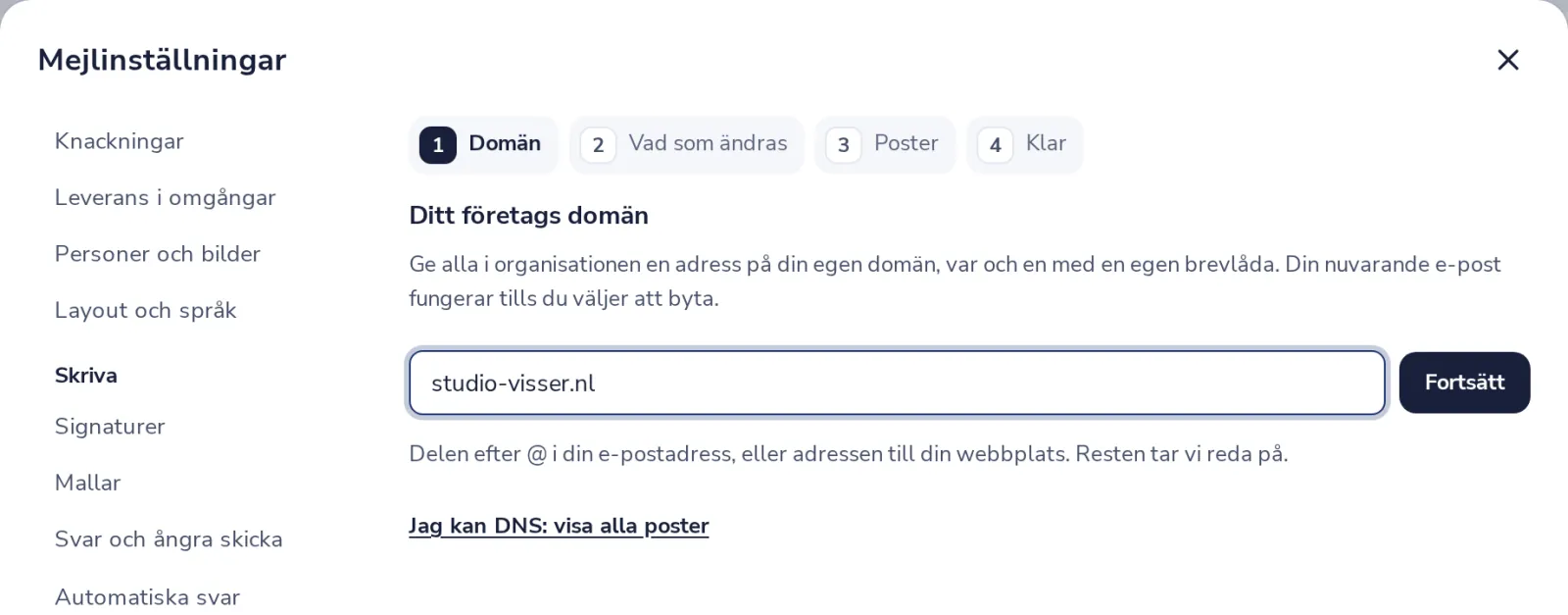 Skriv din domän
