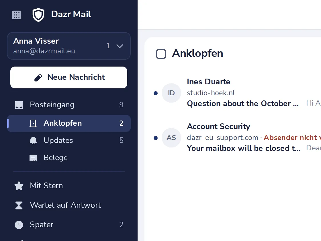 Anklopfen öffnen