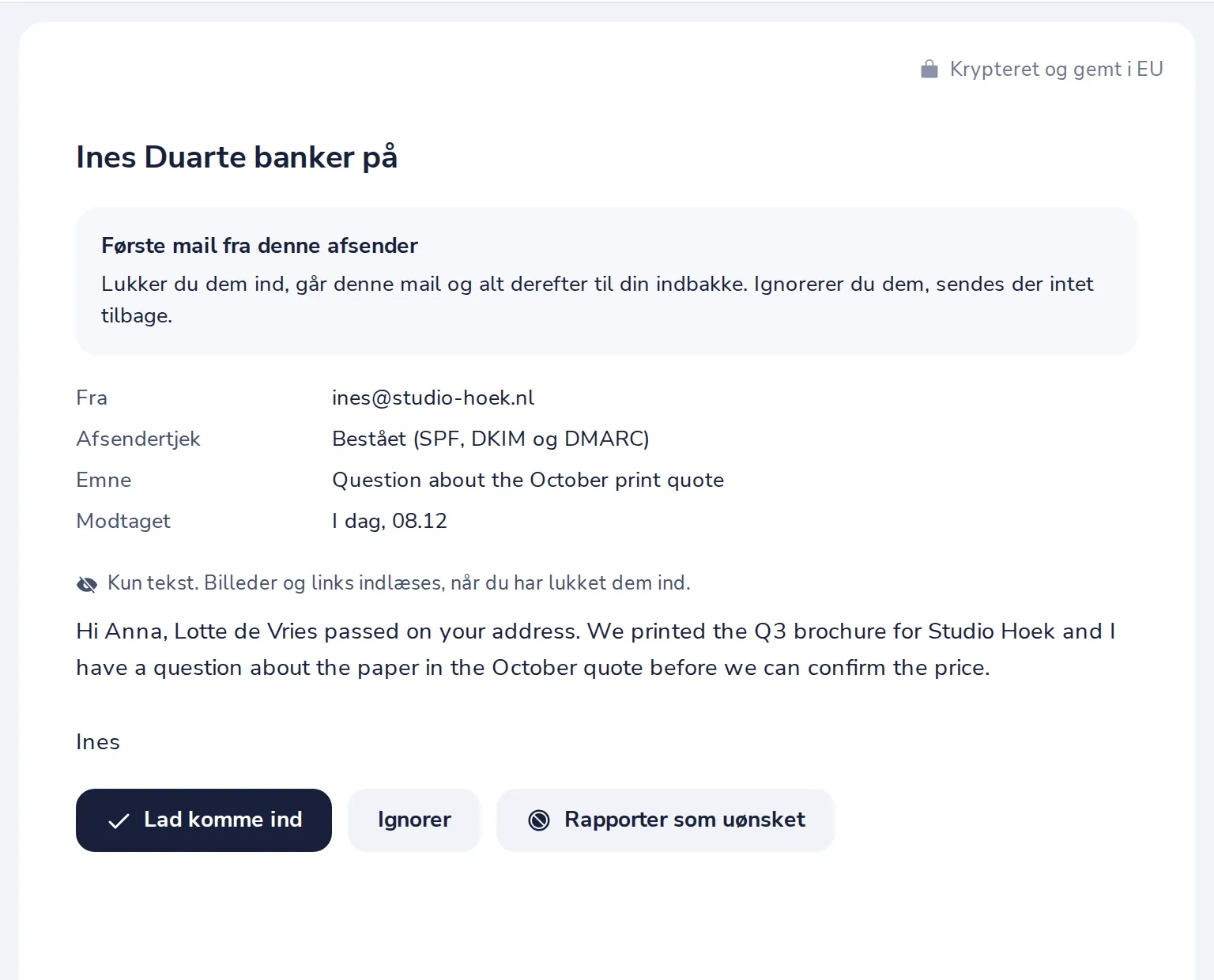 Læs den første mail