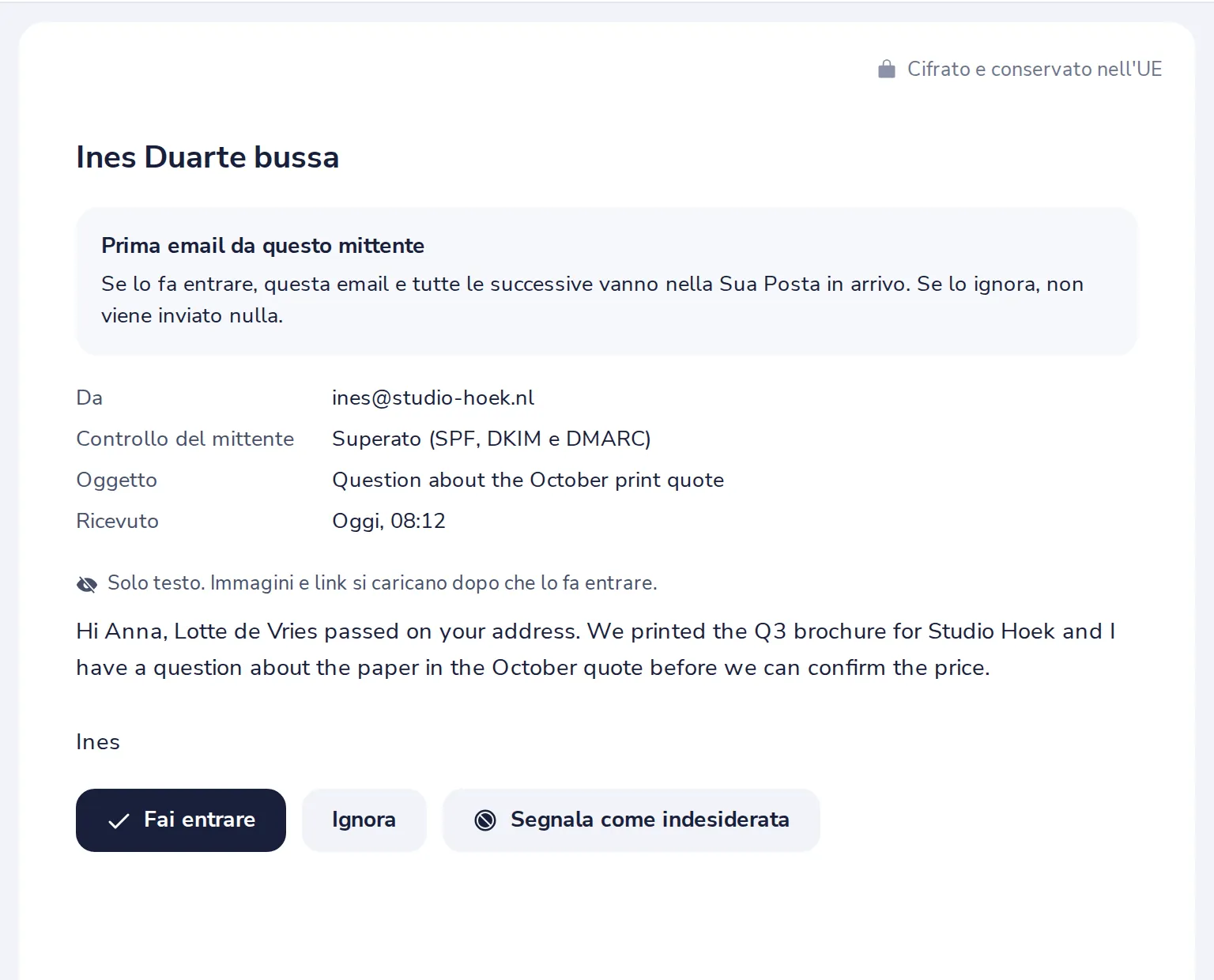 Legga la prima e-mail