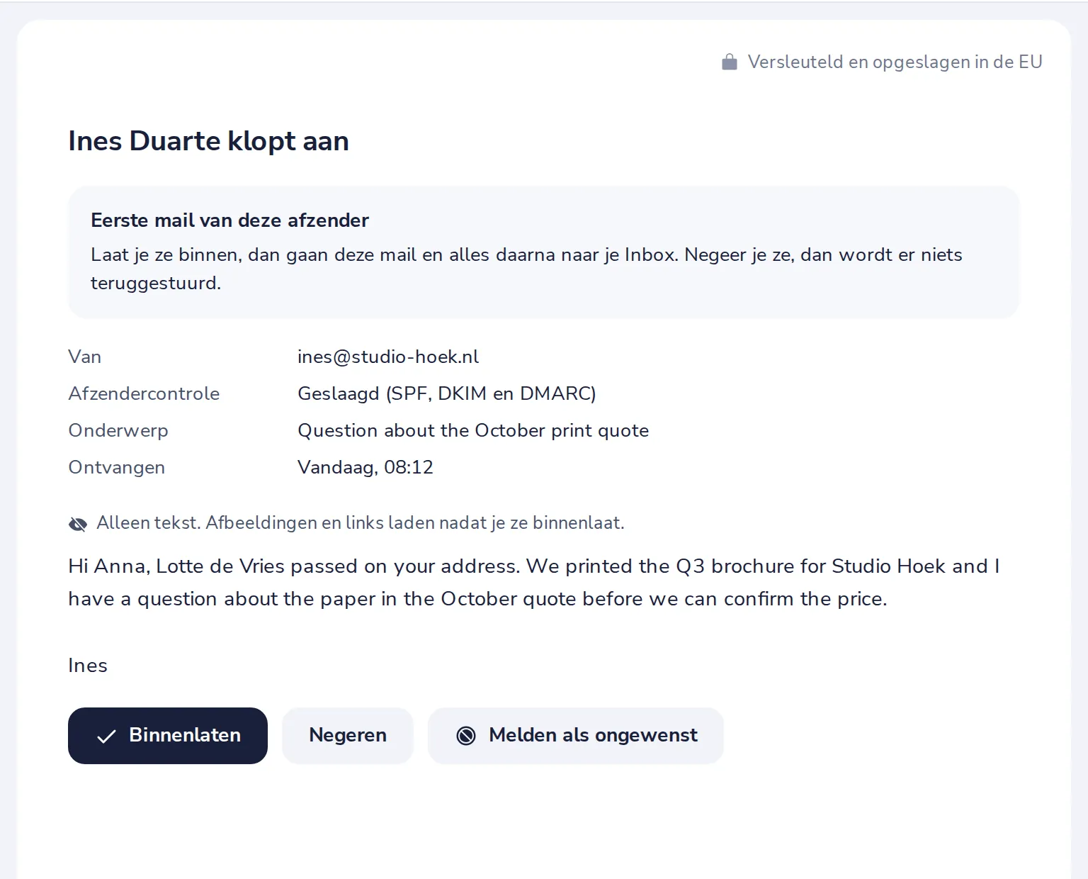 Lees de eerste e-mail